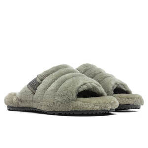 NEW UGG Fluff You Slides Men's Size 12 Gray Sheepskin Slippers 1117473 NIB